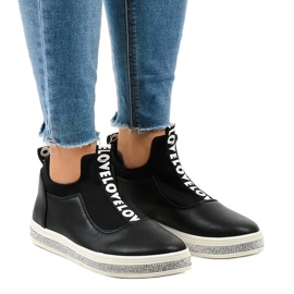 Sort Lycra Slip-On Sneakers 1155-Y