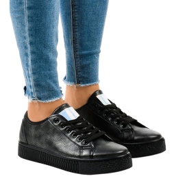Sorte creepersy sneakers til kvinder F-2969
