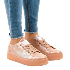 Lyserøde creepersy sneakers til kvinder F-2969