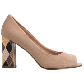 Sergio Leone Pumps med mønstret hæl beige