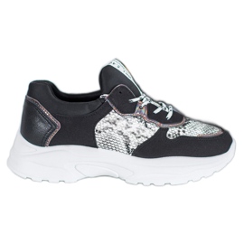 SHELOVET Sort Snake Print Sneakers flerfarvet