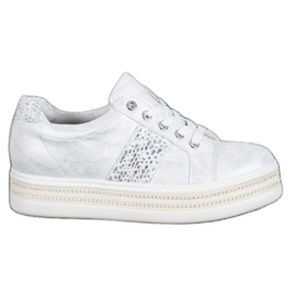 Bestelle Sneakers med cubic zirconia hvid grå
