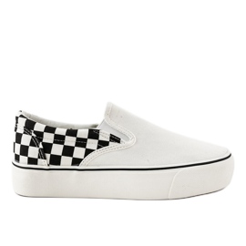 Hvide slip-on sneakers R-440 sort
