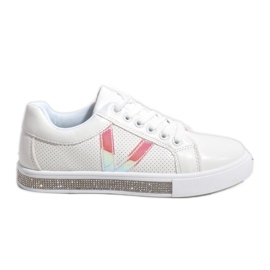 Hvide sneakers dekoreret med diamanter X703