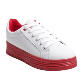 Hvide sneakers på en tyk rød sål W-68