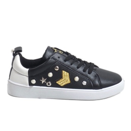 Sorte sneakers rigt dekoreret 856-Y