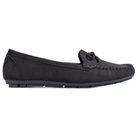 Clowse Sorte loafers med sløjfe