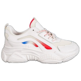SHELOVET Moderigtige sneakers på platformen hvid