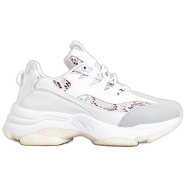 SHELOVET Snake Print Platform Sneakers hvid
