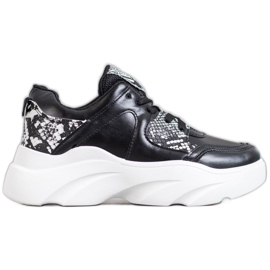 Weide Moderigtige Eco Leather Sneakers sort