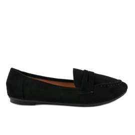 Sort ballerina loafers i eco-ruskind B2030