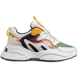 Weide Moderigtige sneakers med pailletter flerfarvet