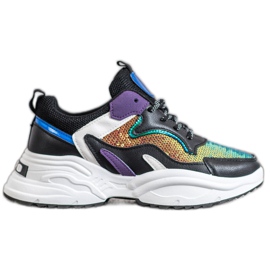 Weide Moderigtige sneakers med pailletter flerfarvet