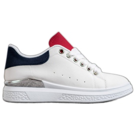SHELOVET Sneakers på platformen med øko -læder hvid