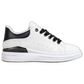 SHELOVET Sneakers på platformen med øko -læder hvid