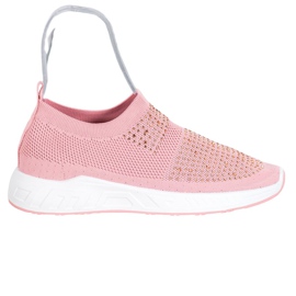 SHELOVET Slip-on sko med krystaller lyserød