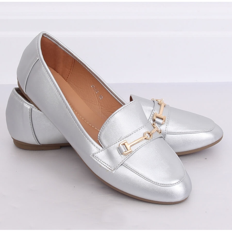 Sølv metalliske loafers 9F176 Sølv grå