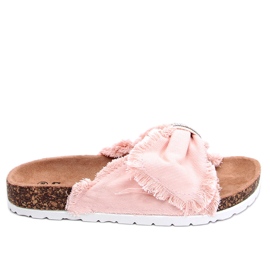 Lærredstøfler på korkrosa BG60P Pink lyserød