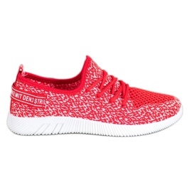 SHELOVET Åbent tekstil sneakers hvid rød