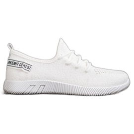 SHELOVET Åbent tekstil sneakers hvid