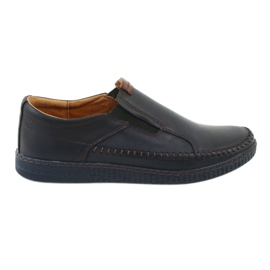 Riko Mænds læder loafers 913 marineblå