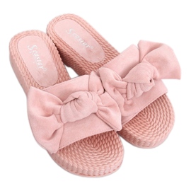 Kvinders pink hjemmesko med sløjfe YQ225P Pink lyserød