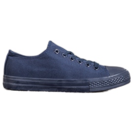 SHELOVET Marineblå tekstil sneakers marine blå