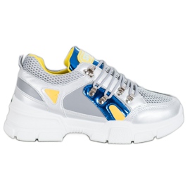 Bella Paris Mode sneakers med mesh grå flerfarvet