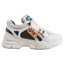 Bella Paris Mode sneakers med mesh hvid flerfarvet