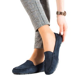 Goodin Openwork Loafers med ruskind blå
