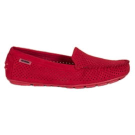 Goodin Openwork Loafers med ruskind rød
