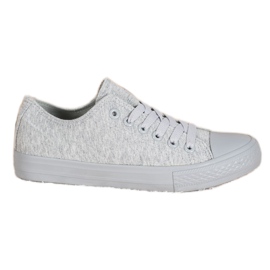 SHELOVET Grå tekstil sneakers