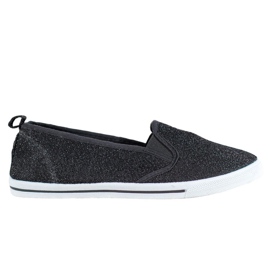 SHELOVET Slip-on sko med glitter sort