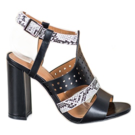 Small Swan Snake Print åbnede sandaler sort