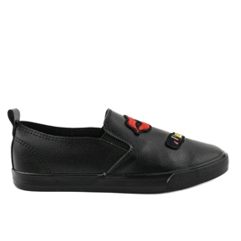 Sorte sneakers med tryk G1202A-3