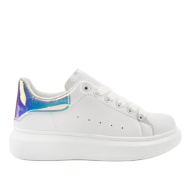 Hvide sneakers på en tyk sål 650-3 blå