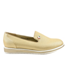 Gyldne, slip-on kile sko ZQ635-3 gylden