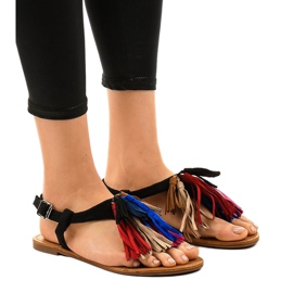 Sorte sandaler med frynser 8839-194