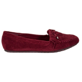 Ideal Shoes Ruskindstøvler med frynser rød