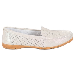 Læder Loafers Med VINCEZA glitter beige gylden