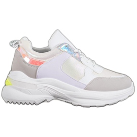 SHELOVET Komfortable sneakers på platformen hvid flerfarvet