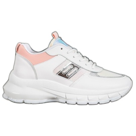 SHELOVET Moderigtige Eco Leather Sneakers hvid flerfarvet