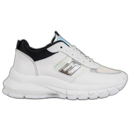 SHELOVET Moderigtige Eco Leather Sneakers hvid sort flerfarvet