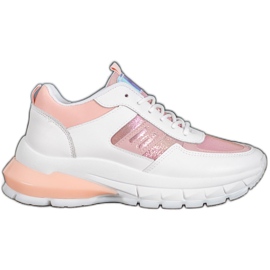SHELOVET Moderigtige Eco Leather Sneakers hvid lyserød flerfarvet
