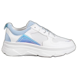 SHELOVET Casual Eco Leather Sneakers hvid blå