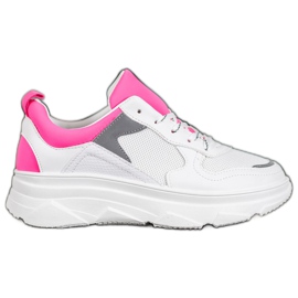SHELOVET Casual Eco Leather Sneakers hvid lyserød