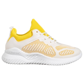 SHELOVET Klassiske sneakers med mesh hvid gul
