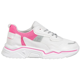 SHELOVET Sneakers på platformen med glitter hvid lyserød