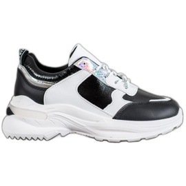 SHELOVET Komfortable sneakers på platformen hvid sort