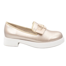 Gyldne slip-on sko på JFL656-3 platformen gylden
